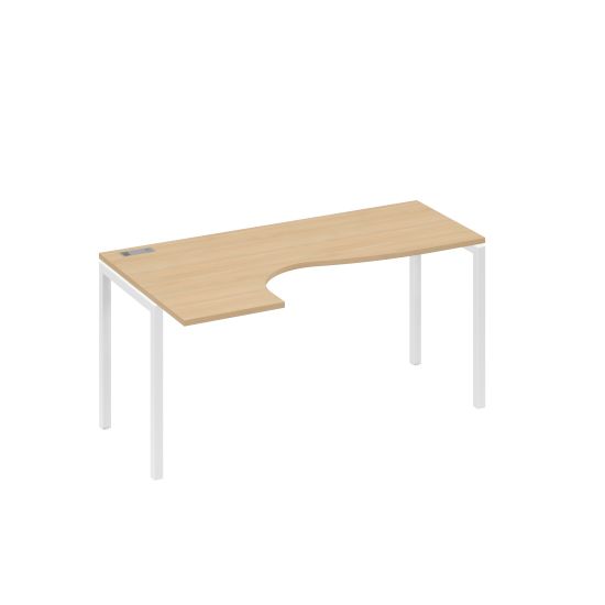 Стол на металлокаркасе DUE эргономичный левый Классика натуральный дуб / металлокаркас белый