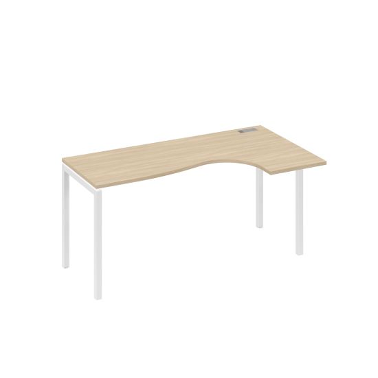 Стол на металлокаркасе DUE эргономичный правый Классика дуб скандинавский / металлокаркас белый
