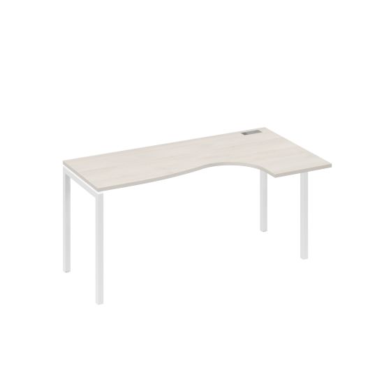Стол на металлокаркасе DUE эргономичный правый Классика дуб / металлокаркас белый