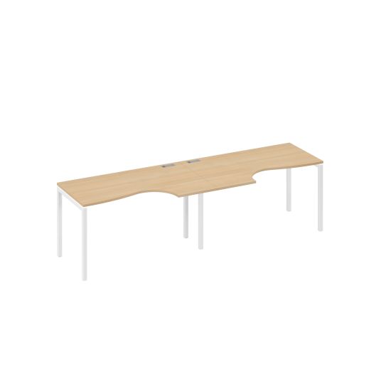 Рабочая станция металлокаркас DUE столы (2х140) Классика натуральный дуб / металлокаркас белый