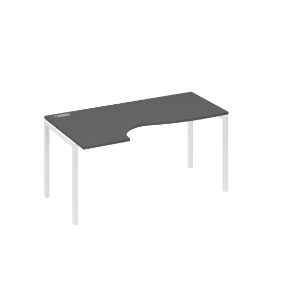 Стол эргономичный левый Классика на металлокаркасе DUE антрацит премиум / металлокаркас белый