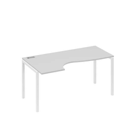 Стол эргономичный левый Классика на металлокаркасе DUE серый / металлокаркас белый