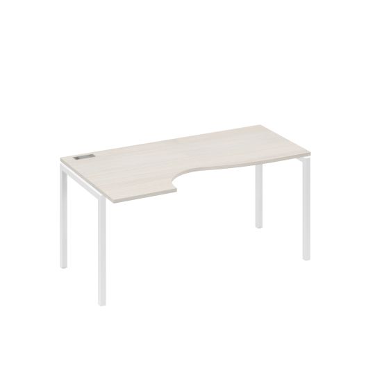 Стол эргономичный левый Классика на металлокаркасе DUE дуб / металлокаркас белый