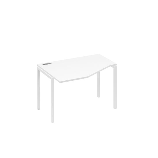 Стол Техно эргономичный на металлокаркасе DUE левый белый премиум / металлокаркас белый