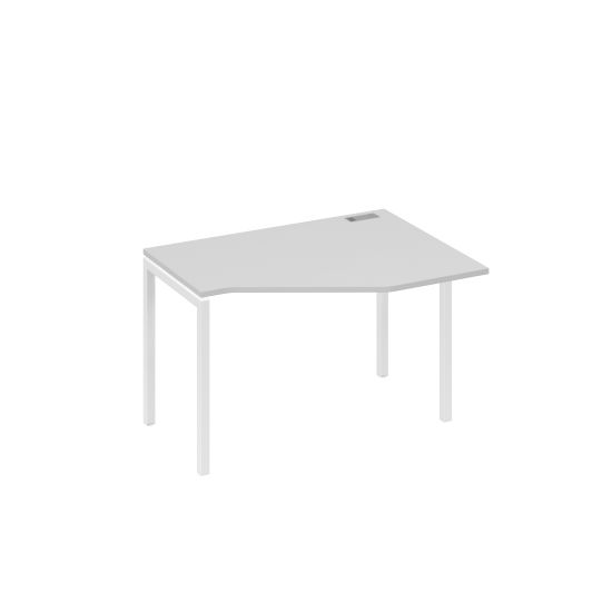 Стол правый Техно эргономичный на металлокаркасе DUE серый / металлокаркас белый