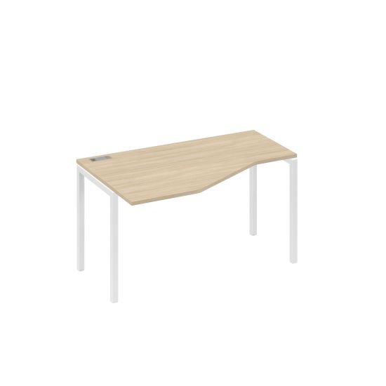 Стол левый Технона металлокаркасе DUE эргономичный дуб скандинавский / металлокаркас белый