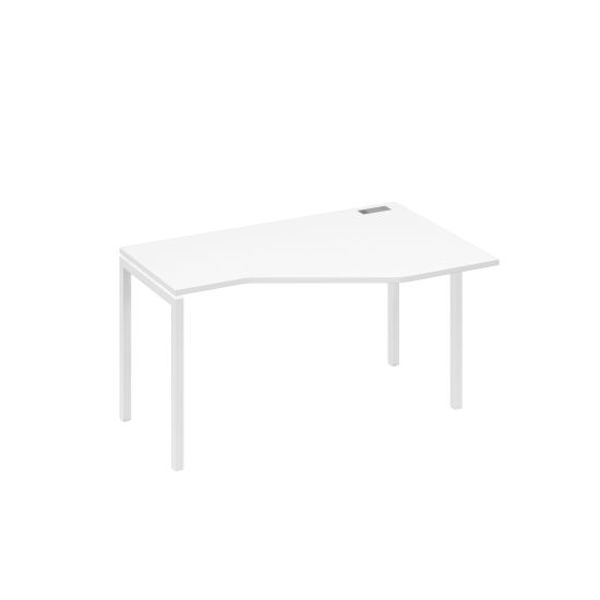 Стол Техно эргономичный на металлокаркасе DUE правый белый премиум / металлокаркас белый