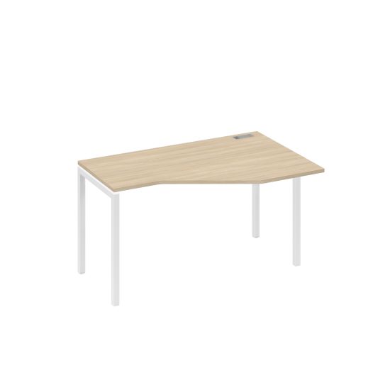 Стол Техно эргономичный на металлокаркасе DUE правый дуб скандинавский / металлокаркас белый