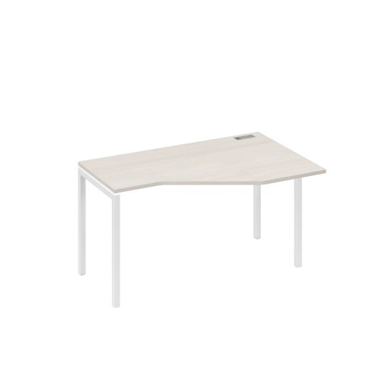 Стол Техно эргономичный на металлокаркасе DUE правый дуб / металлокаркас белый