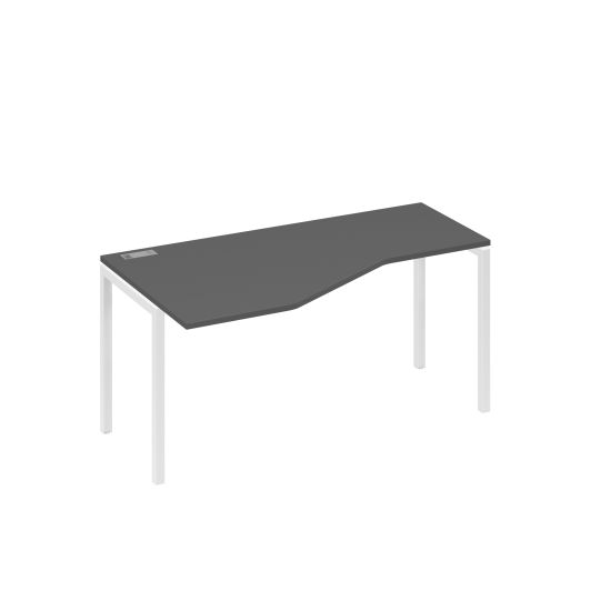Стол эргономичный левый Технона металлокаркасе DUE антрацит премиум / металлокаркас белый