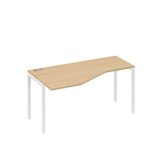 Стол эргономичный левый Технона металлокаркасе DUE натуральный дуб / металлокаркас белый