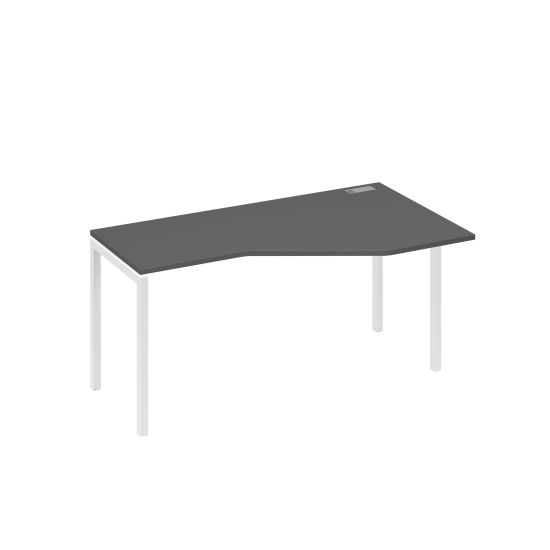 Стол Техно на каркасе DUE эргономичный правый антрацит премиум / металлокаркас белый
