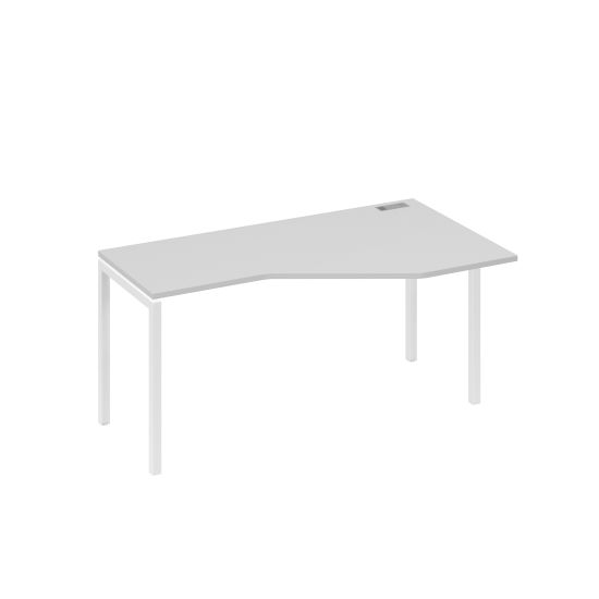 Стол Техно на каркасе DUE эргономичный правый серый / металлокаркас белый