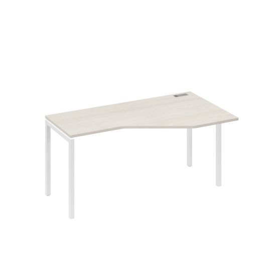 Стол Техно на каркасе DUE эргономичный правый дуб / металлокаркас белый
