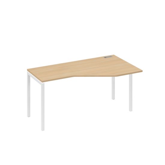 Стол Техно на каркасе DUE эргономичный правый натуральный дуб / металлокаркас белый