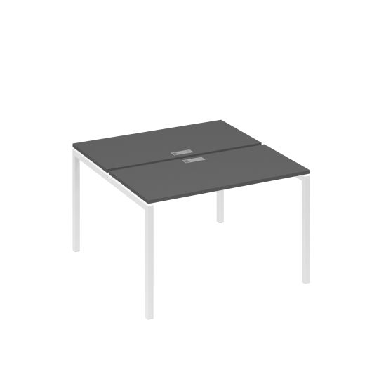 Рабочая станция с опорами DUE (2х120) антрацит премиум / металлокаркас белый