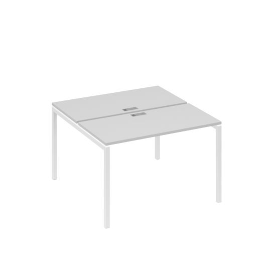 Рабочая станция с опорами DUE (2х120) серый / металлокаркас белый