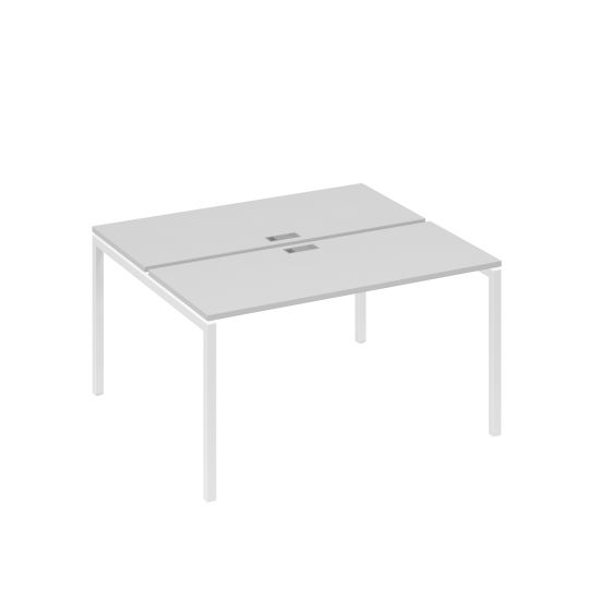 Рабочая станция на опорах DUE (2х140) серый / металлокаркас белый