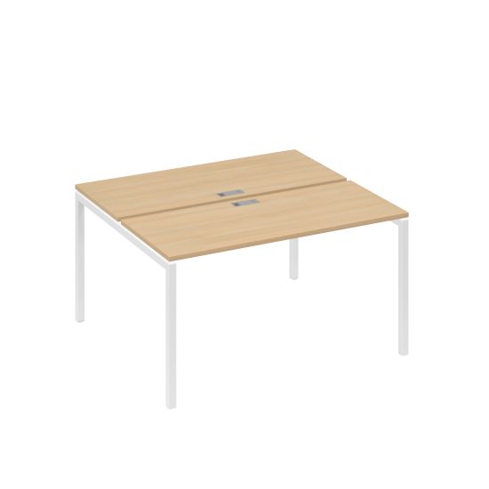 Рабочая станция на опорах DUE (2х140) натуральный дуб / металлокаркас белый