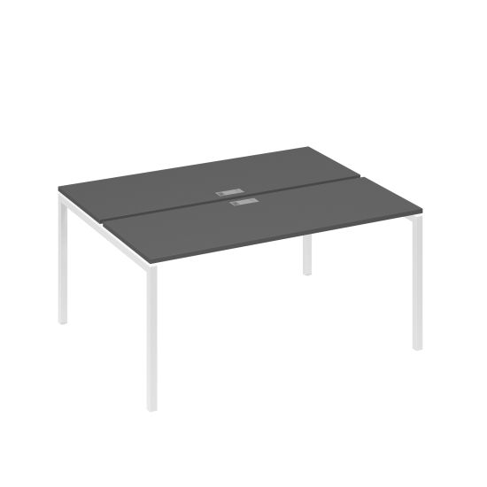Рабочая станция 2х160 на опорах DUE антрацит премиум / металлокаркас белый