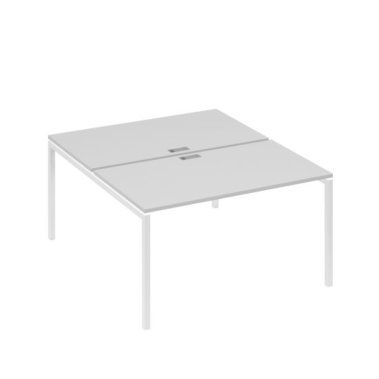 Рабочая станция 2х140 с металлокаркасом DUE серый / металлокаркас белый