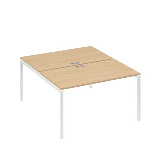 Рабочая станция 2х140 с металлокаркасом DUE натуральный дуб / металлокаркас белый
