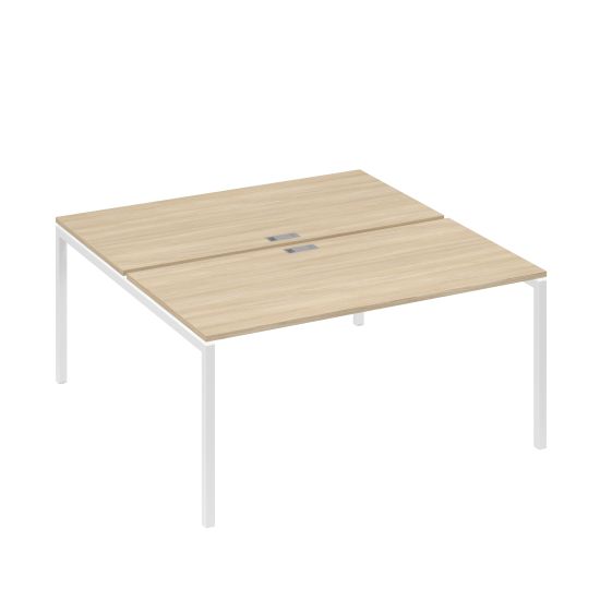 Рабочая станция (2х160) с металлокаркасом DUE дуб скандинавский / металлокаркас белый