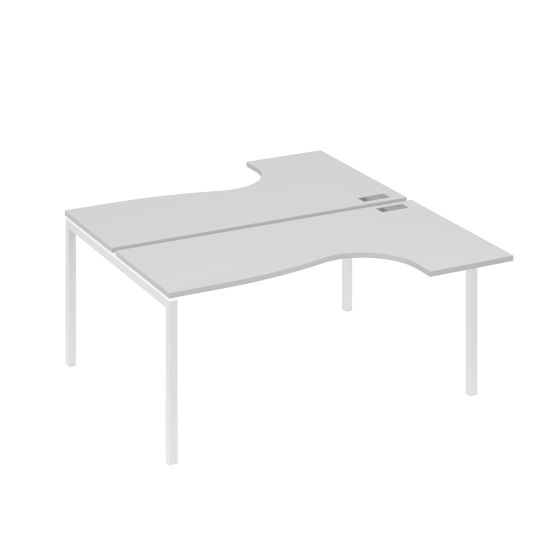 Рабочая станция каркас DUE (2х160) столы Классика серый / металлокаркас белый