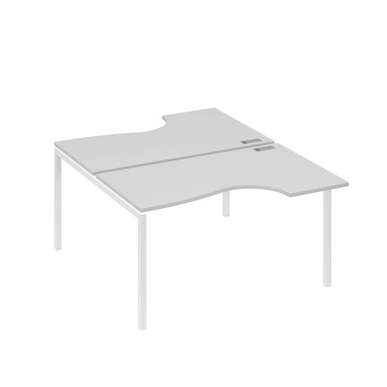Рабочая станция металлокаркас DUE со столами (2х140) Классика серый / металлокаркас белый