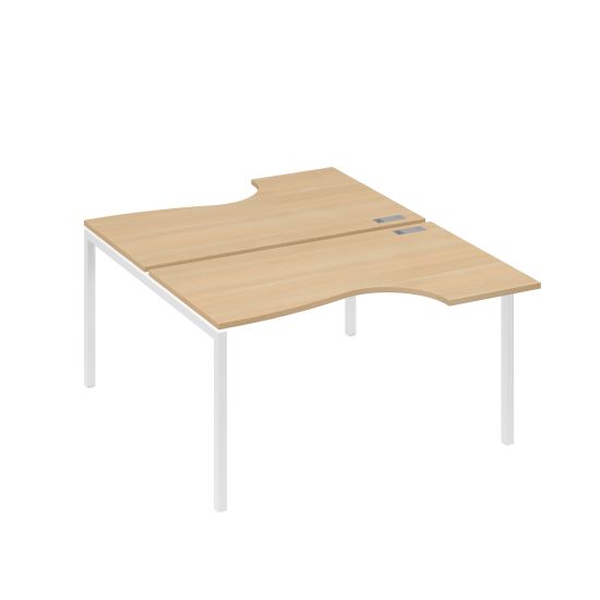 Рабочая станция металлокаркас DUE со столами (2х140) Классика натуральный дуб / металлокаркас белый