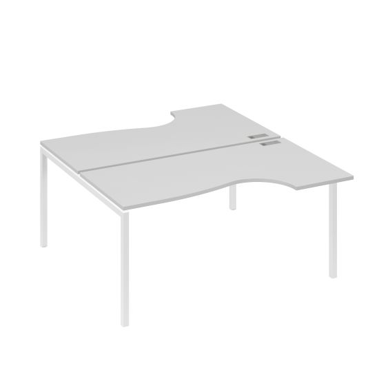 Рабочая станция DUE (2х160) столы эргономичные Классика серый / металлокаркас белый