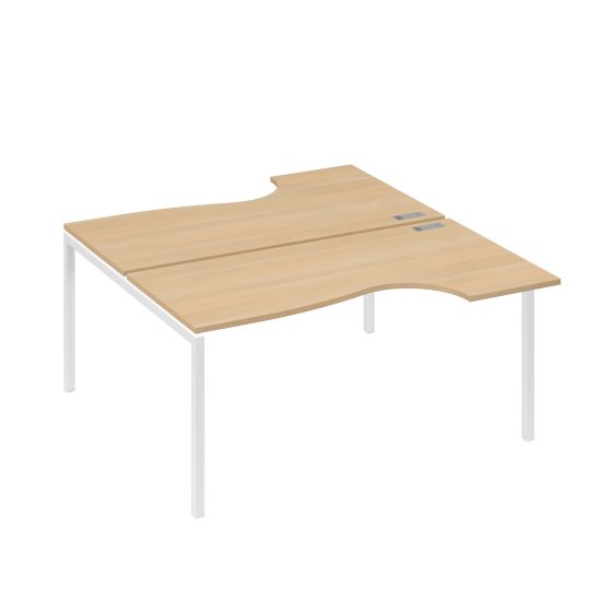 Рабочая станция DUE (2х160) столы эргономичные Классика натуральный дуб / металлокаркас белый