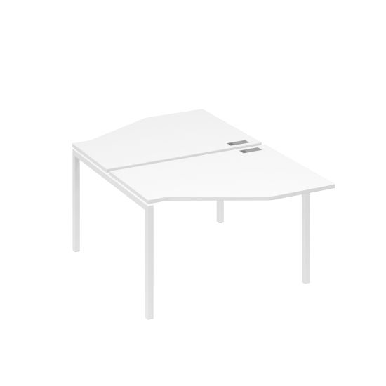 Рабочая станция каркас DUE (2х120) с эргономичными столами Техно белый премиум / металлокаркас белый
