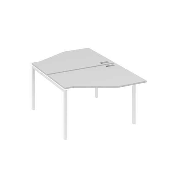 Рабочая станция каркас DUE (2х120) с эргономичными столами Техно серый / металлокаркас белый