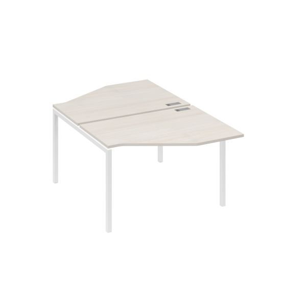 Рабочая станция каркас DUE (2х120) с эргономичными столами Техно дуб / металлокаркас белый