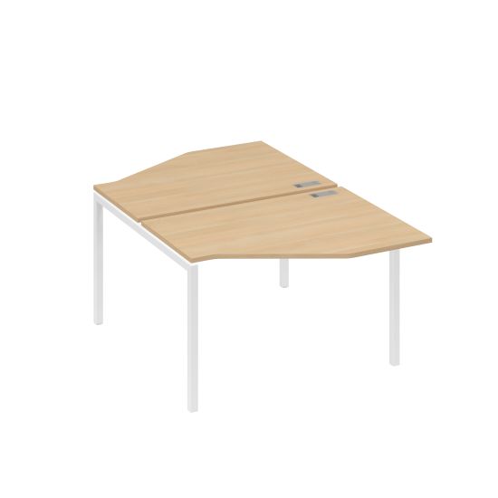 Рабочая станция каркас DUE (2х120) с эргономичными столами Техно натуральный дуб / металлокаркас белый