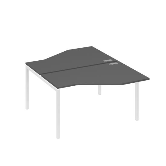 Рабочая станция (2х140) со столами Техно каркас DUE антрацит премиум / металлокаркас белый