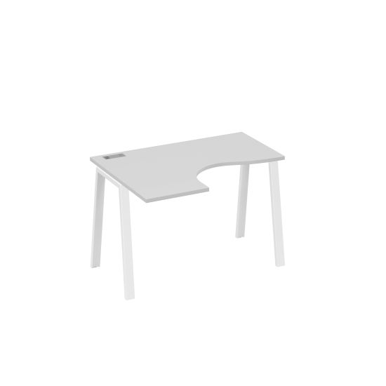 Стол левый Классика эргономичный металлокаркас TRE серый / металлокаркас белый