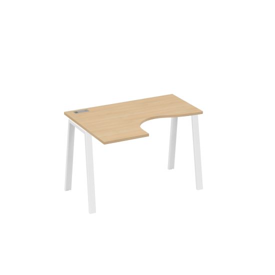 Стол левый Классика эргономичный металлокаркас TRE натуральный дуб / металлокаркас белый