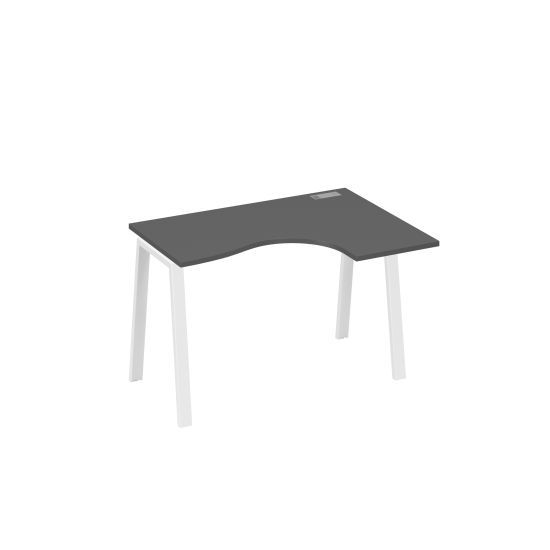 Стол правый Классика эргономичный на металлокаркасе TRE антрацит премиум / металлокаркас белый