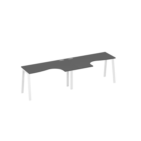 Рабочая станция Классика (2х140) каркас TRE антрацит премиум / металлокаркас белый