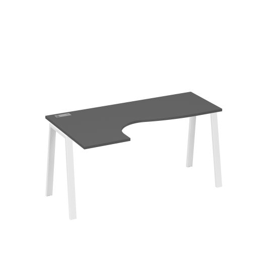 Стол Классика каркас TRE эргономичный левый антрацит премиум / металлокаркас белый