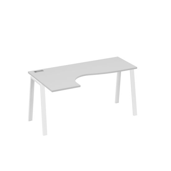 Стол Классика каркас TRE эргономичный левый серый / металлокаркас белый
