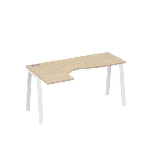 Стол Классика каркас TRE эргономичный левый дуб скандинавский / металлокаркас белый