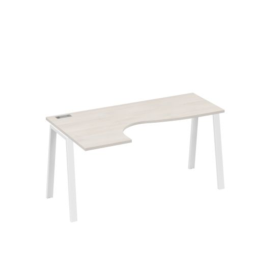 Стол Классика каркас TRE эргономичный левый дуб / металлокаркас белый