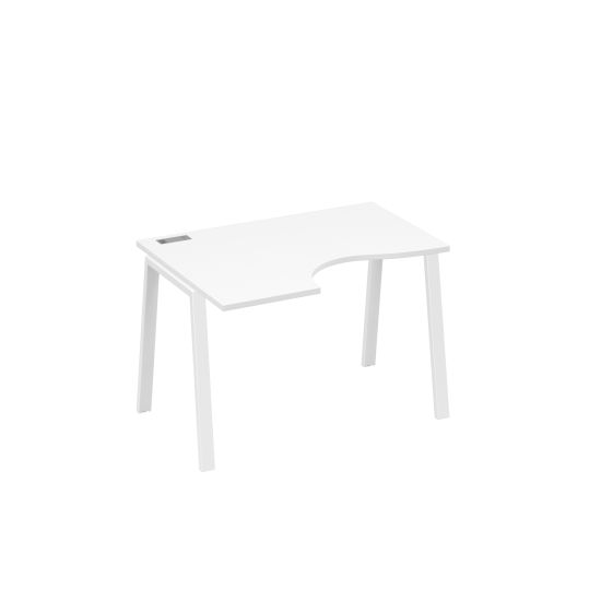 Стол Классика на металлокаркасе TRE левый эргономичный белый премиум / металлокаркас белый