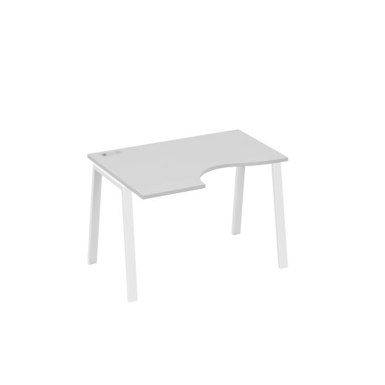 Стол Классика на металлокаркасе TRE левый эргономичный серый / металлокаркас белый