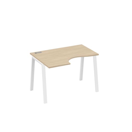 Стол Классика на металлокаркасе TRE левый эргономичный дуб скандинавский / металлокаркас белый