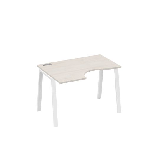Стол Классика на металлокаркасе TRE левый эргономичный дуб / металлокаркас белый