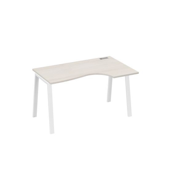 Стол на металлокаркасе TRE эргономичный правый Классика дуб / металлокаркас белый